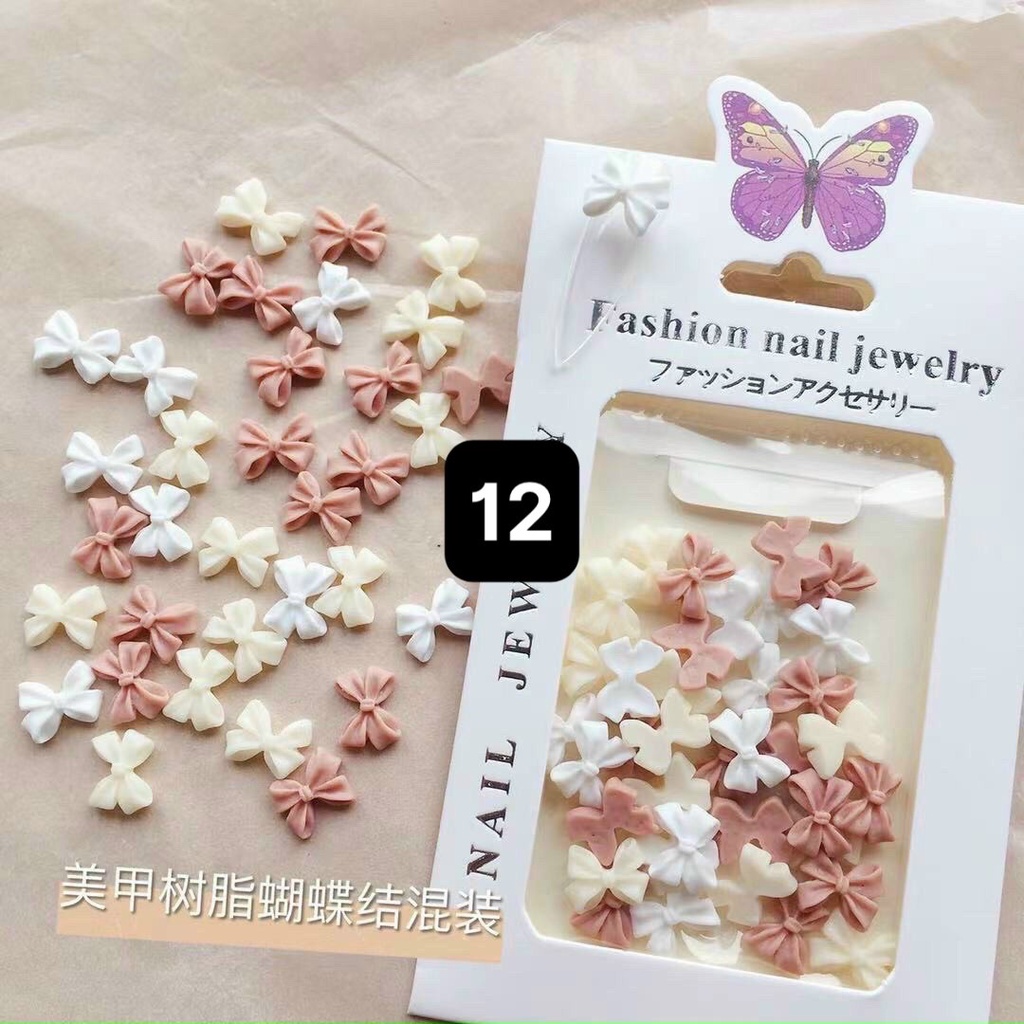 Charm nơ, hoa cao cấp- phụ kiện trang trí móng nail