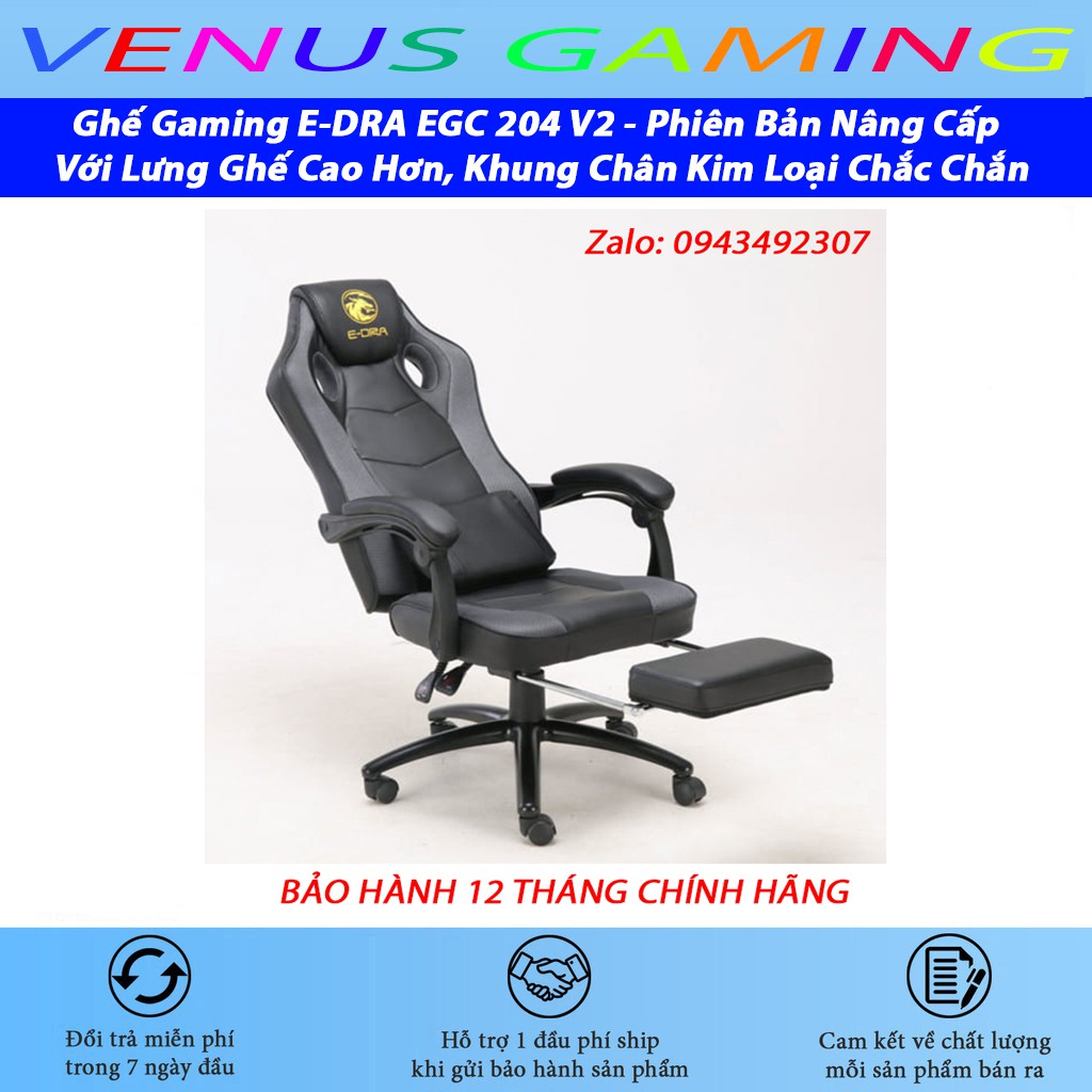 Ghế Gaming, Ghế Chơi Game E-DRA Jupiter M EGC204 V2- Phiên Bản Nâng Cấp Với Lưng Ghế Cao Và Khung Chân Kim Loại | BigBuy360 - bigbuy360.vn