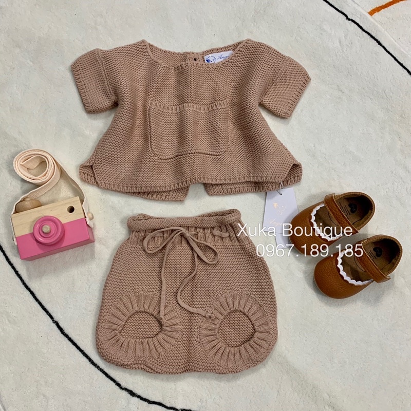 Bộ Quần Áo Len Bé Gái Angou Quảng Châu Cao Cấp  [Ảnh Thật]