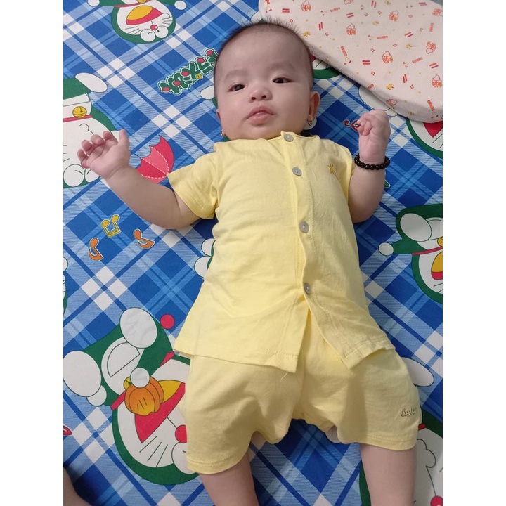 Bộ quần áo cộc tay cài thẳng Astar vải sợi tre (size 0-3 tháng đến 12-18 tháng)
