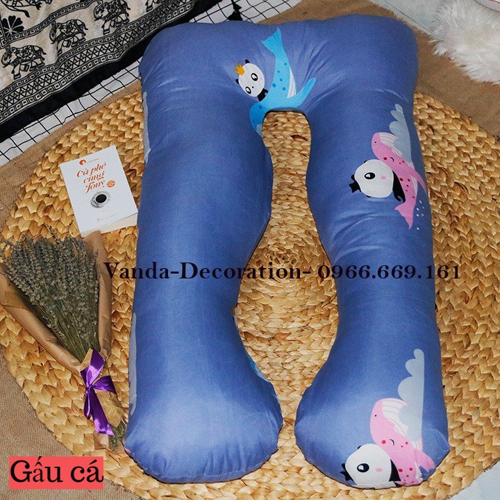 Gối cho mẹ bầu Cotton Poly Ruột bông gòn kháng khuẩn