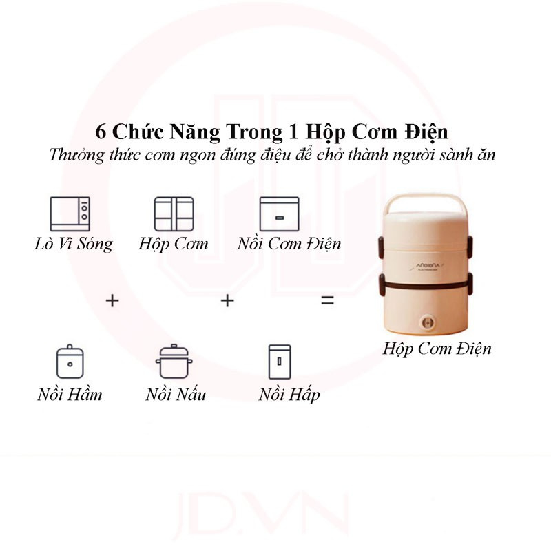 Hộp Cơm Văn Phòng Cắm Điện Cao Cấp 3 Tầng Inox Hâm Nóng Đa Năng, Nấu Cơm Và Đồ Ăn, Cặp lồng ca men cắm điện