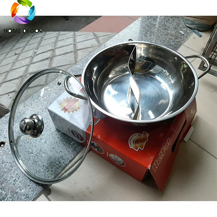 nồi lẩu 2 ngăn hotpot CHÍNH HÃNG, nồi lẩu gia đình 2 ngăn-HOME DECOR