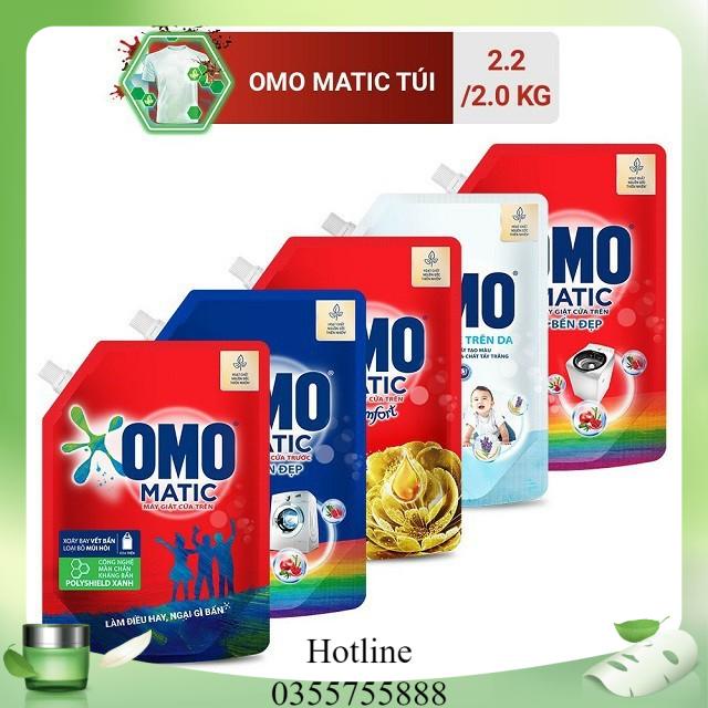 Nước giặt Omo Matic cho máy giặt cửa trên túi 2.2L / 2L