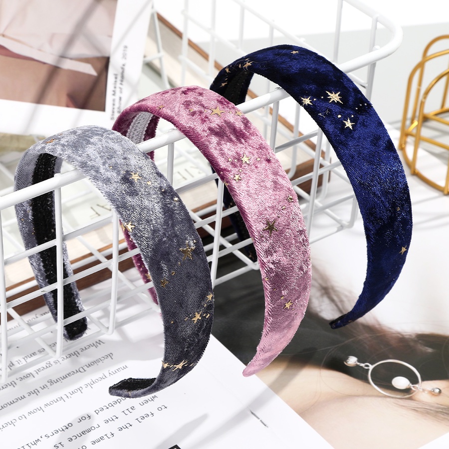 Băng đô nhung bản rộng màu sắc đơn giản phong cách Hàn Quốc cho nữ