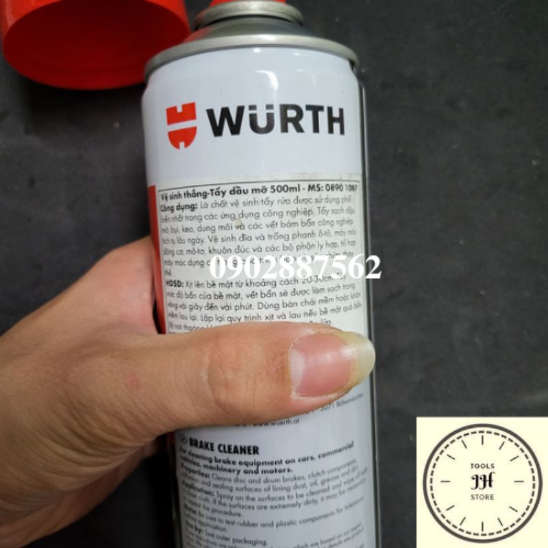 Tẩy rửa dầu mỡ thắng đĩa Wurth Brake Cleaner 500ml