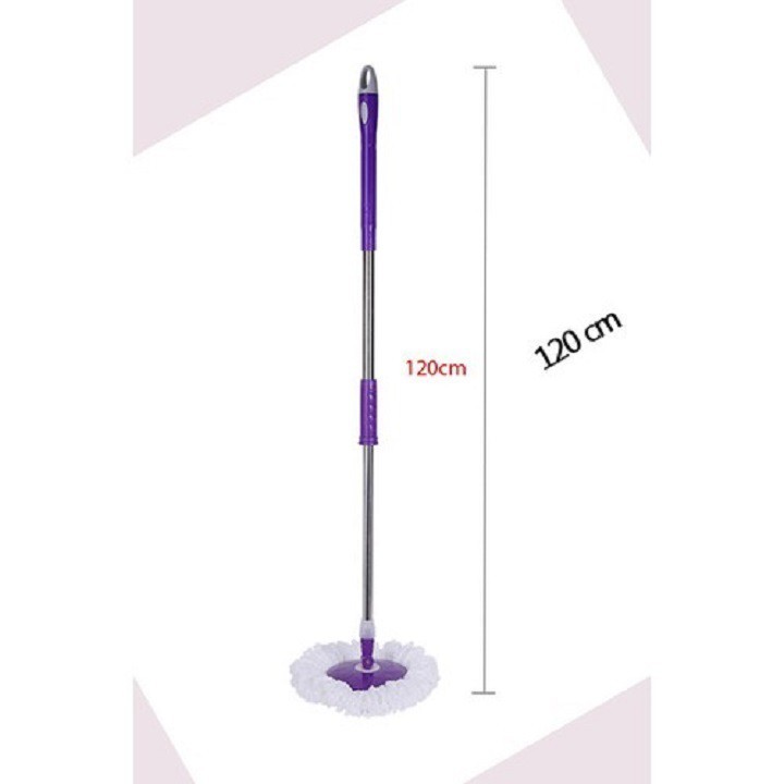 Cán Chổi Lau Nhà, Cây Lau Nhà Xoay 360 Độ Loại Xịn Bằng Inox (Tặng Kèm Bàn Xoay Và Bông Lau)