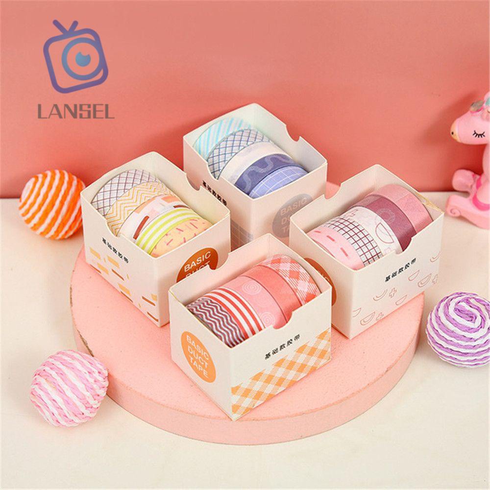 Hộp 5 Cuộn Băng Dính Washi Dễ Thương Trang Trí Sổ Tay/Văn Phòng Phẩm