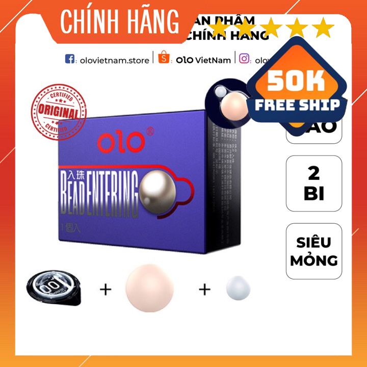 Bao cao su OLO Bead Entering 2 hạt ngọc trai 1.5cm và 3cm tăng kích thước, siêu mỏng 0.01mm 1 bao và 2 hạt