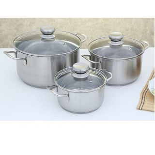 BỘ NỒI 3 CÁI - 3 ĐÁY NẮP KÍNH FIVESTAR FS06CG
