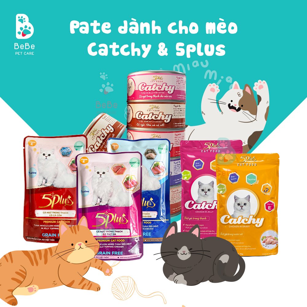 Pate CATCHY Đầy Hấp Dẫn Nhiều Mùi Vị Cho Các Boss Mèo - Lon 170gr, 400gr & Túi 70gr