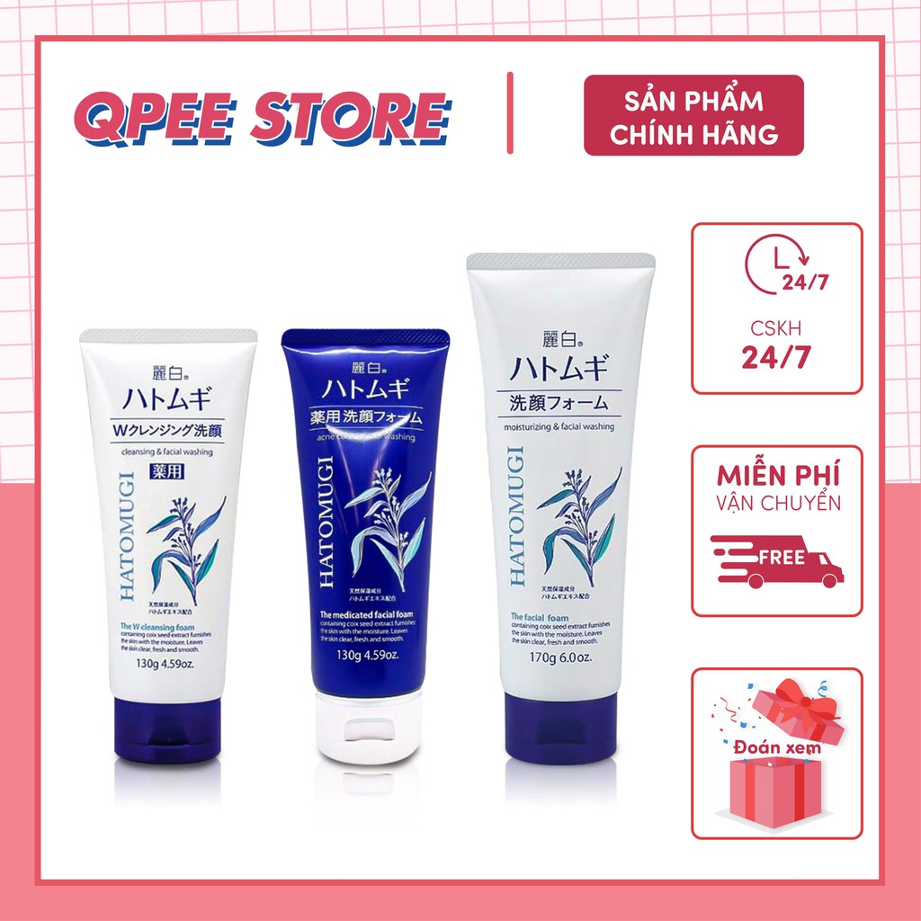 Sữa rửa mặt trắng da Hatomugi Cleansing Foam hạt Ý Dĩ 130g/170g - QPEE STORE