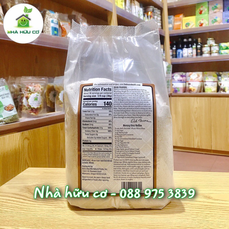 [Mã 77FMCGSALE1 giảm 10% đơn 250K] Bột mỳ nguyên cám Bob's Red Mill /1.36kg - Date: 10/2022 | BigBuy360 - bigbuy360.vn