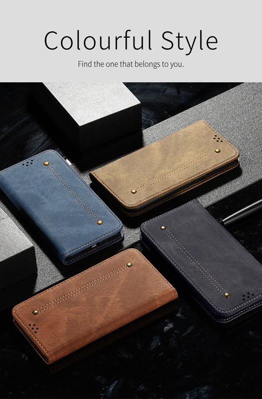 Bao Da Bề Mặt Vải Denim Có Ngăn Đựng Thẻ Cho Huawei Y9 Y8S Y8P Y7P Y6P Y5P Prime 2019 2020