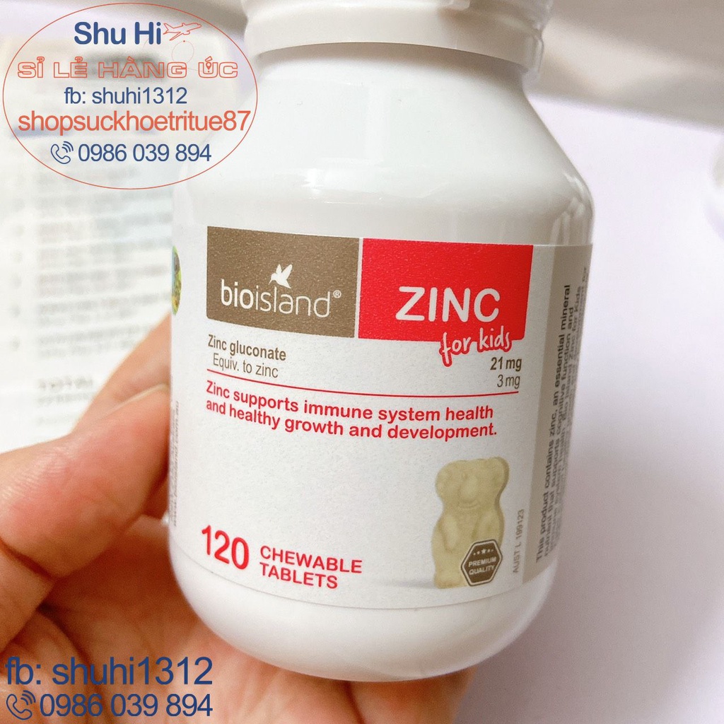 Viên nhai bổ sung kẽm cho trẻ bio island zinc 120 viên úc, tăng đề kháng, ăn ngon, ngủ ngon