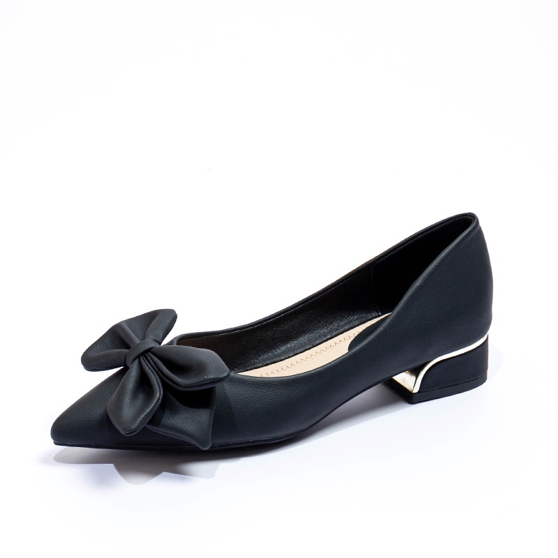 Giày Cao Gót 3cm Mũi Nhọn Đính Nơ Thiết Kế Mới Quyến Rũ Thời Trang Dành Cho Nữ