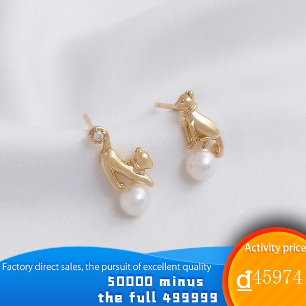 【Đồ trang sức DIY】Khuyên Tai Hình Mèo 14k Lỗ Xỏ Hạt Màu Sắc Độc Đáo Thời Trang 5g3g