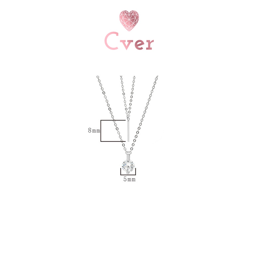Dây chuyền bạc Cver Silver S925 với thiết kế hai tầng mặt dây đính đá trang nhã DC-E218