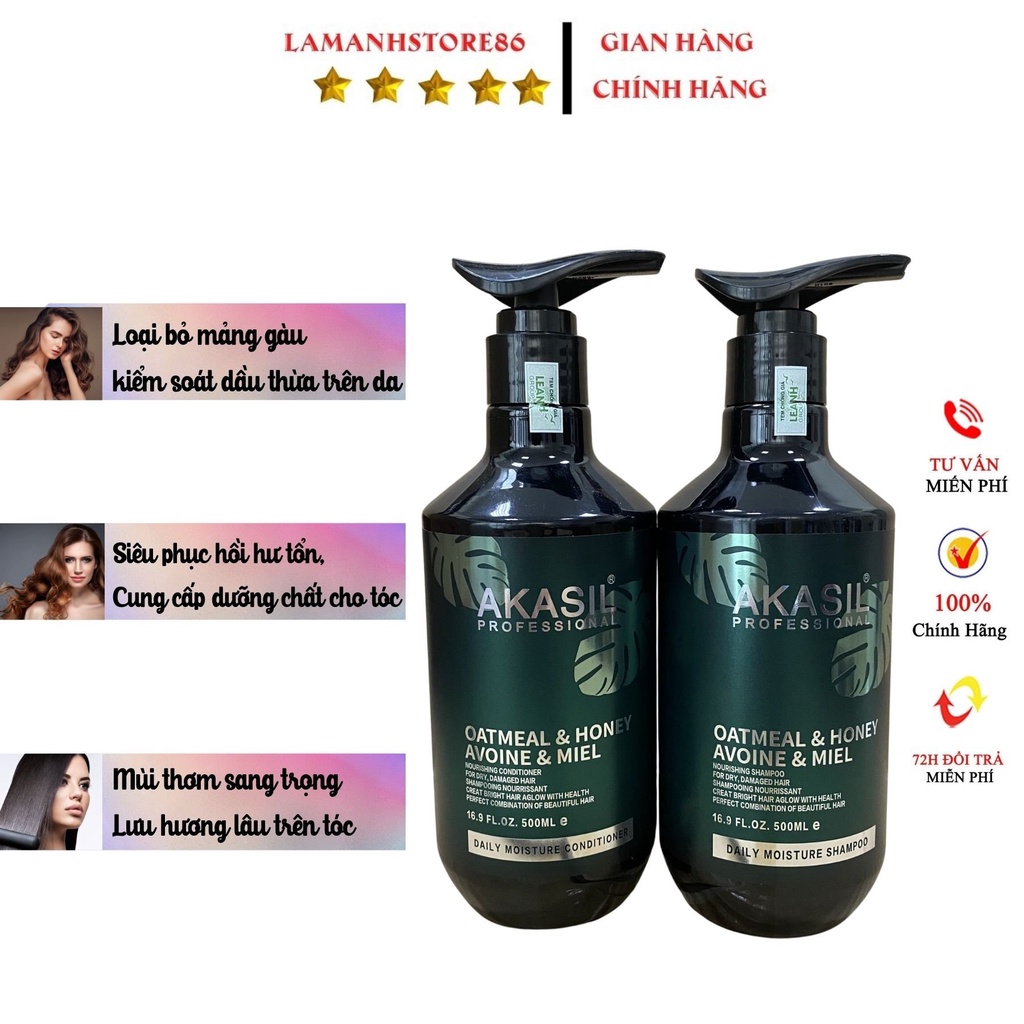 Dầu gội AKASIL hương thơm nước hoa chống ngàu chống rụng phục hồi tóc mềm mượt hàng hiệu chính hãng cặp 500ml - 1000ml