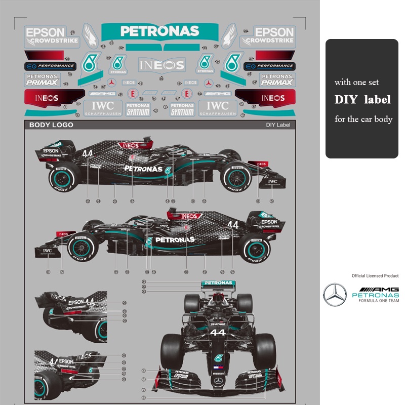 RASTAR Mô Hình Xe Mercedes-AMG F1 W11 EQ Tỉ Lệ 1:12 Điều Khiển Từ Xa