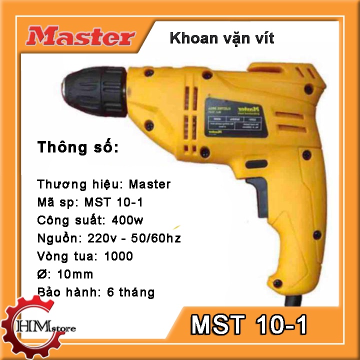 Máy bắn vít cầm tay 10mm Master 10-1 đầu kẹp tự động, công suất 400w - Máy bắt vít, khoan sắt, khoan gỗ