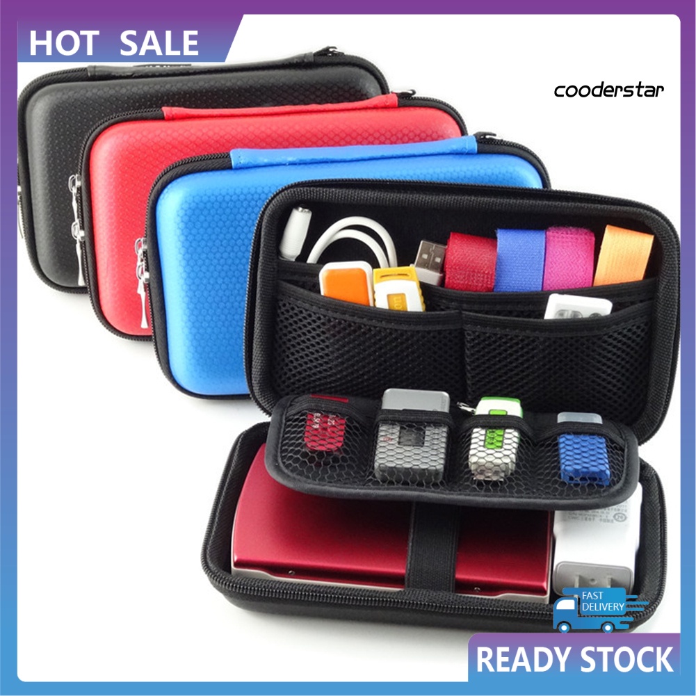 COOD-st Portable USB Flash Hard Disk Drive Data Cable Power Bank Carry Storage Case Bag