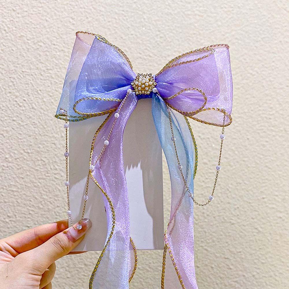 Kẹp Tóc Hình Nơ Ruy Băng Satin Thời Trang Cho Bé Gái