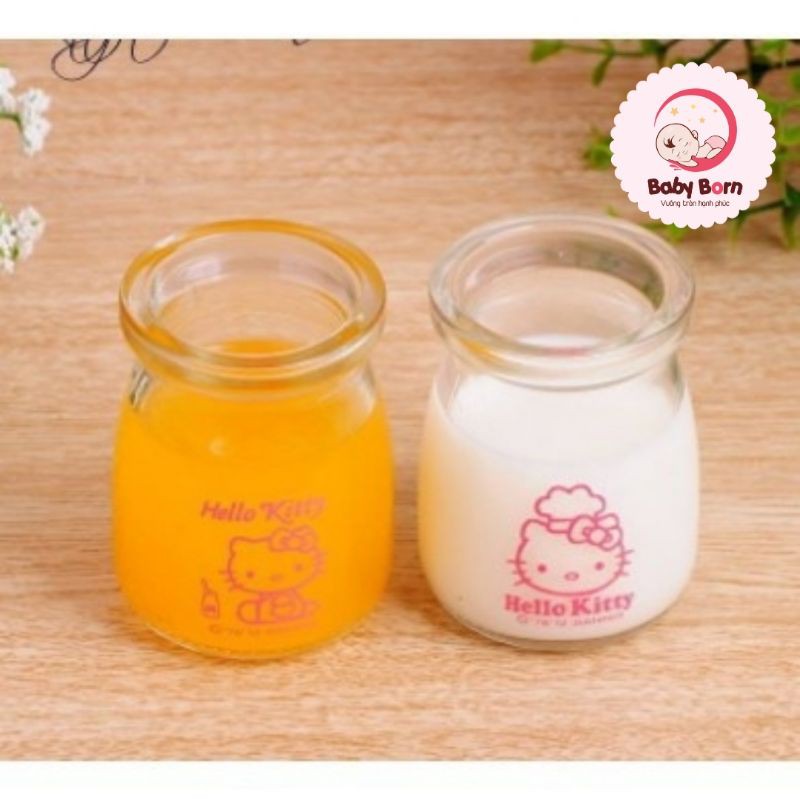 Hũ Thủy Tinh Làm Sữa Chua 100ml Có Nắp Loại In Hình Loại Dày