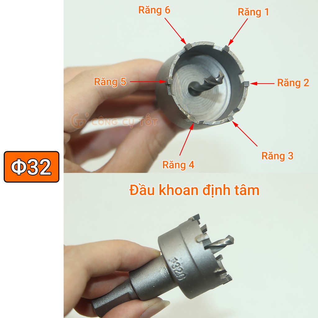 Mũi khoét inox lưỡi cắt hình răng hợp kim