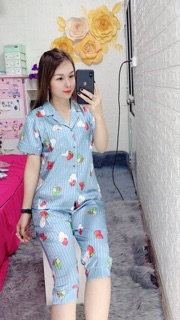Pijama lụa gấm cao cấp(bộ lửng)
