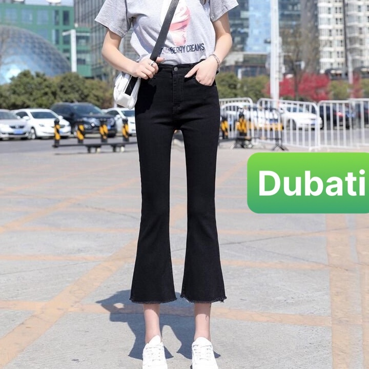 QUẦN JEAN NỮ CHẤT BÒ CO GIÃN ỐNG LOE LƯNG CAO NÂNG MÔNG SANG CHẢNH HOT TREND HÀN QUỐC- DB 222- DUBATI FASHION