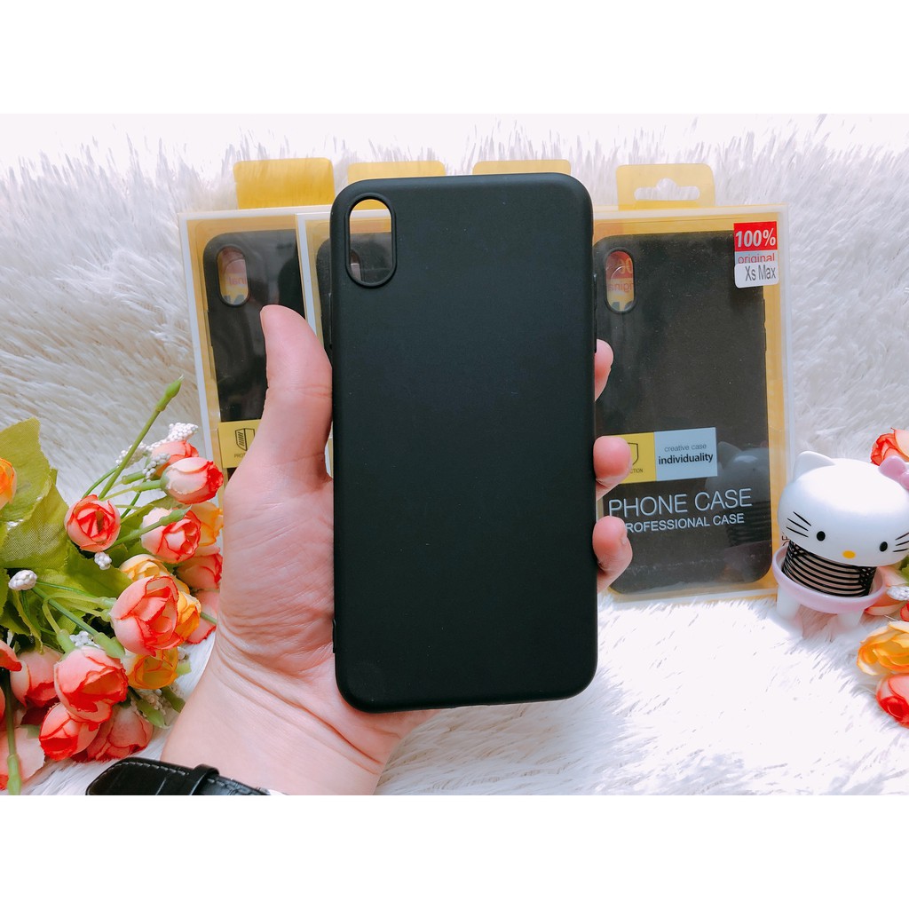 [Xả toàn bộ kho] Ốp lưng Iphone Xs Max silicon dẻo đen cao cấp fullbox