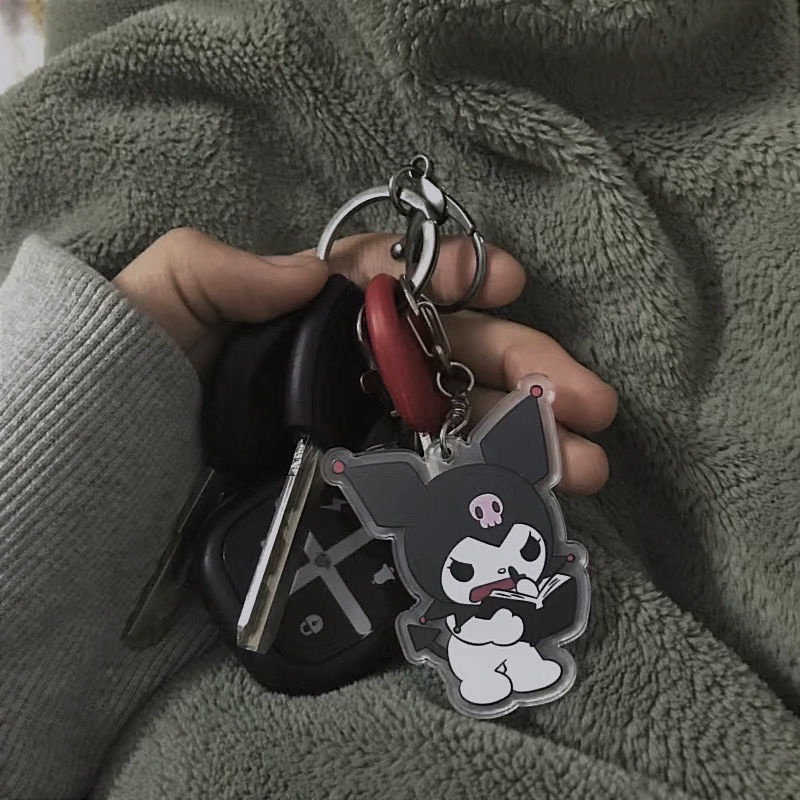 Móc Khóa Acrylic Hình Kuromi Baku Laughing Dễ Thương Cho Cặp Đôi