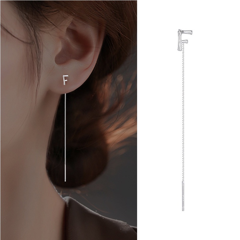 Khuyên tai Gmai kiểu 26 chữ cái tùy chọn phối tua dài từ bạc thời trang cho nữ