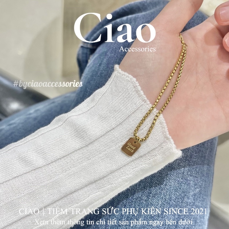 [HOẢ TỐC 1H] Vòng tay/ Lắc tay titan không gỉ thiết kế charm vuông tinh tế đơn giản Good Luck Ciao