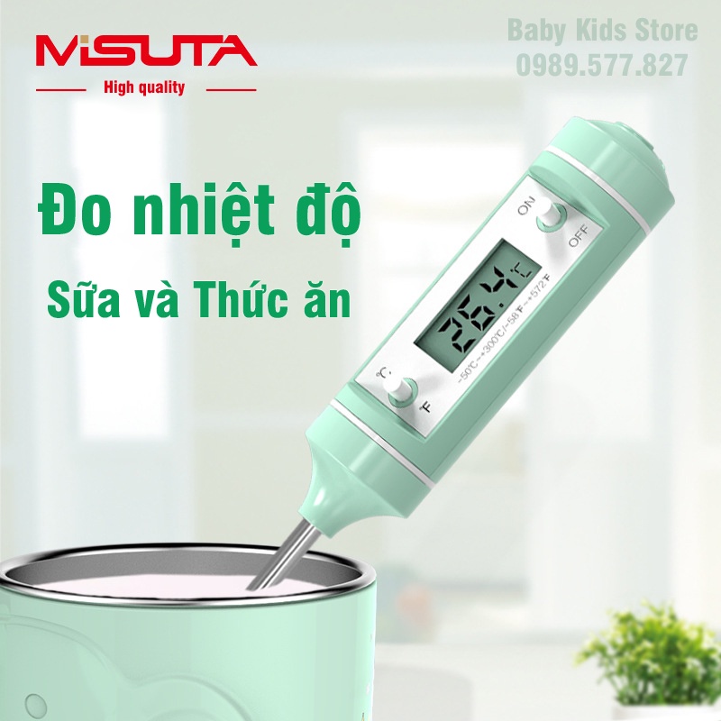 Nhiệt kế điện tử đo nước pha sữa cho bé Misuta đo nhiệt độ nước sữa và thức ăn