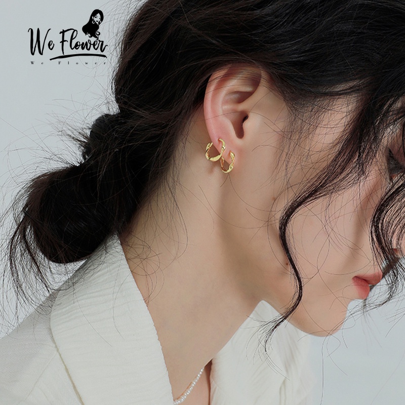 We Flower Bông tai tròn mạ vàng 14k thời trang dành cho nữ