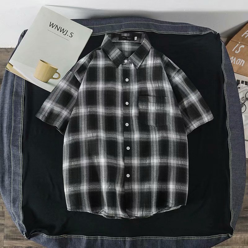 Fashion Plaid Short Sleeve Men's Shirt