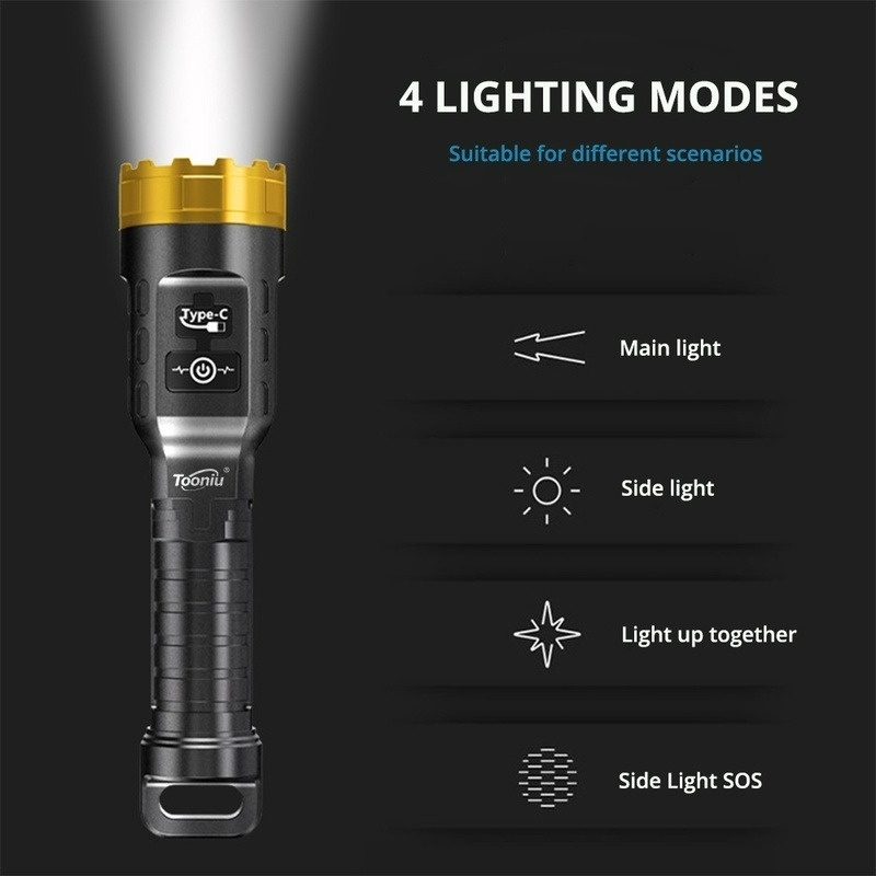 Đèn Pin Led COB Hai Bóng Có Thể Sạc Lại Dùng Cho Cắm Trại Ngoài Trời