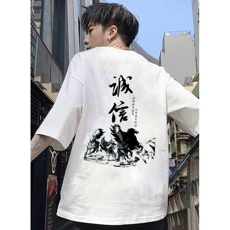 Áo thun unisex form rộng phong cách Nhật Bản đẹp độc lạ vải dày mịn 2019T1619