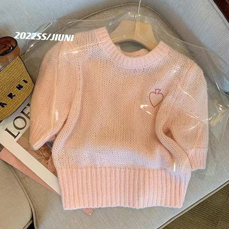 Áo Dệt Kim Tay Phồng Ngắn Mềm Mại Thời Trang Mùa Hè Cho Nữ