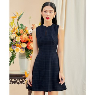 Olv - đầm caro navy dress