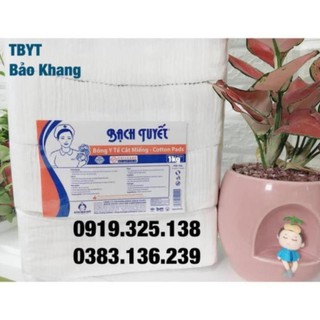 Bông Gòn Cắt Miếng Sẵn Bạch Tuyết (7×7cm) Gói 1KG