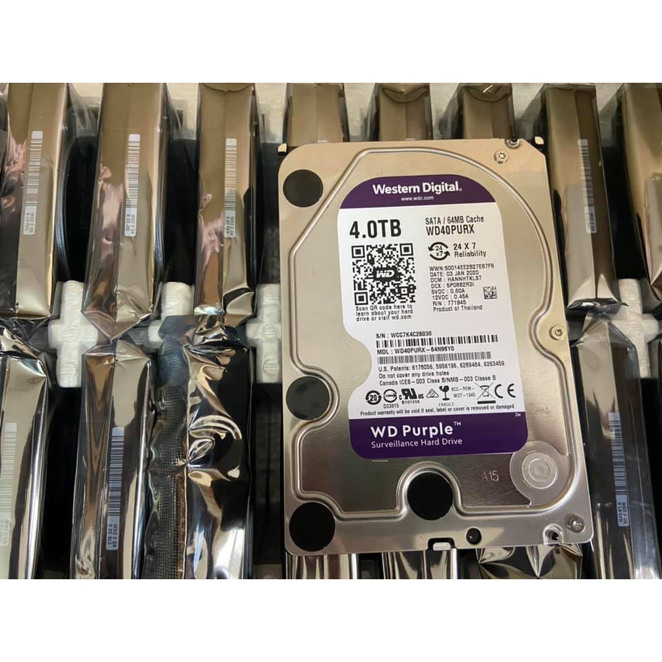 Ổ Cứng HDD WD Purple 4TB Tím 3.5 inch SATA3 6Gb/s Chính Hãng - Mới Bảo hành 36 tháng