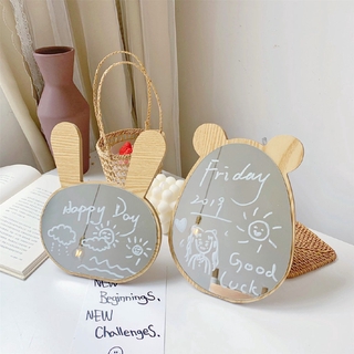 [Hàng mới về] Gương trang điểm đơn giản bằng gỗ thiết kế gấu thỏ hoạt hình dễ thương phong cách Hàn Quốc