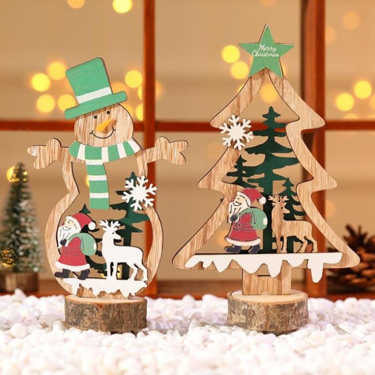 Cây thông noel mini bằng gỗ để bàn trang trí nhà cửa