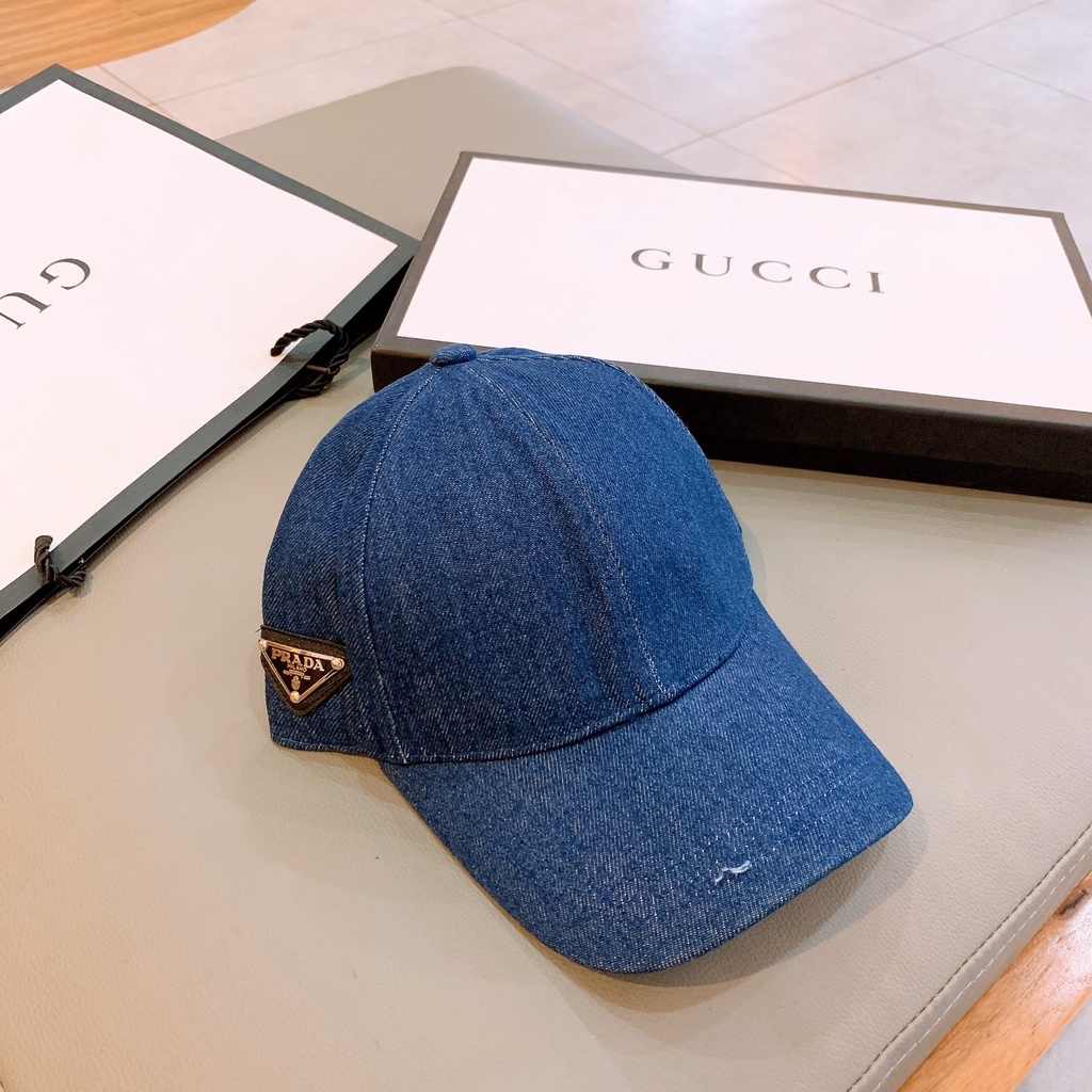 Mũ Lưỡi trai prada denim full tag về sẵn 2 màu đen, xanh phom siêu đẹp