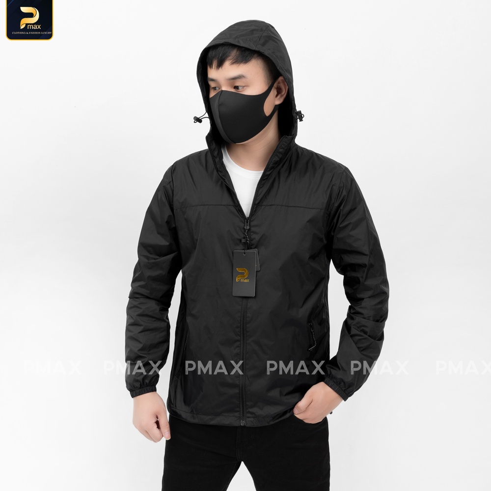 Áo gió nam nữ PMAX dáng unisex 2 lớp kèm mũ chống nắng, không thấm nước basic, năng động