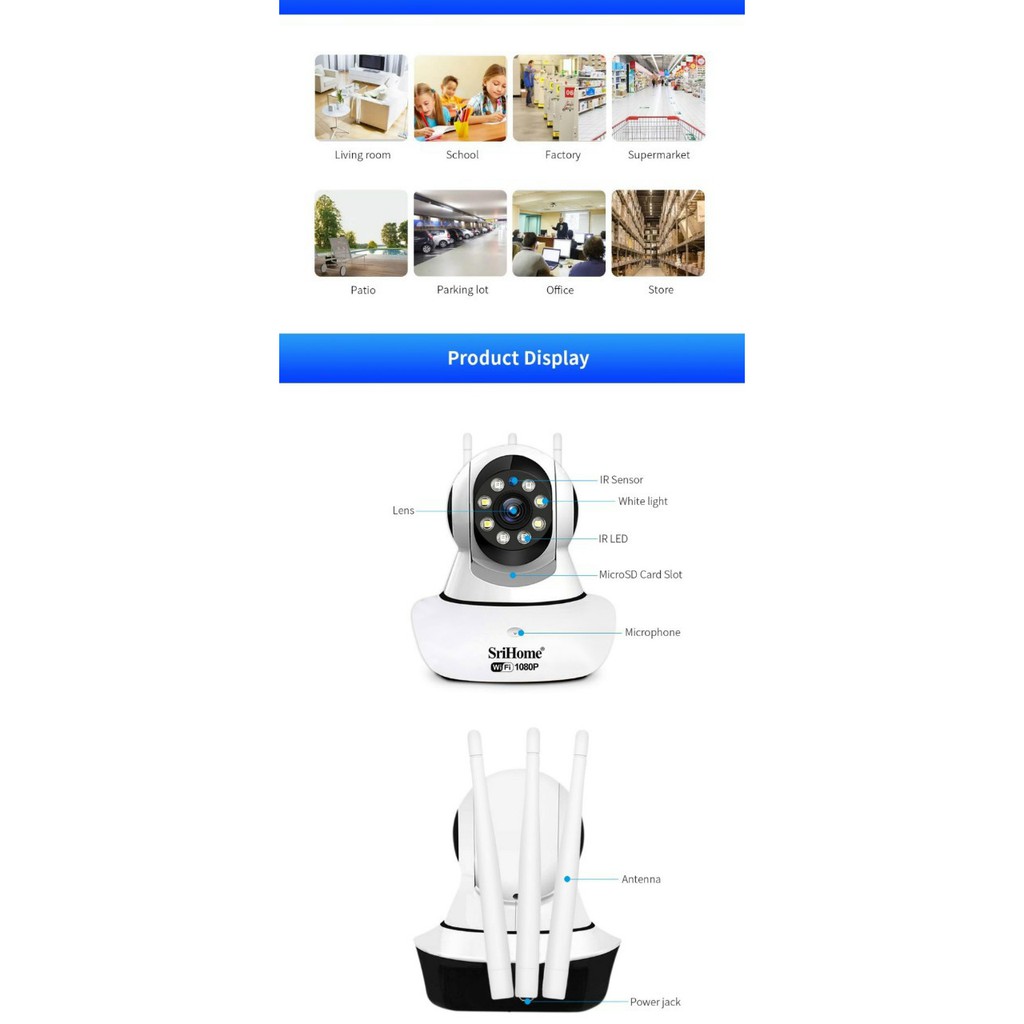 Camera wifi có màu ban đêm Srihome Full HD - đàm thoại 2 chiều