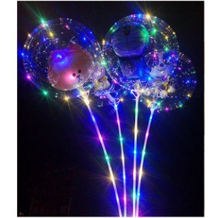 Bóng Phát sáng, Bóng bay Galaxy - trang trí. Có sẵn đèn Led+Pin+Gậy cầm tay. Loại có lõi bên trong &lt;như hình&gt;